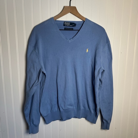 Polo Ralph Lauren Other - Polo by Ralph Lauren Men's Blue V-Neck Sweater 100% Pima Cotton Size Large